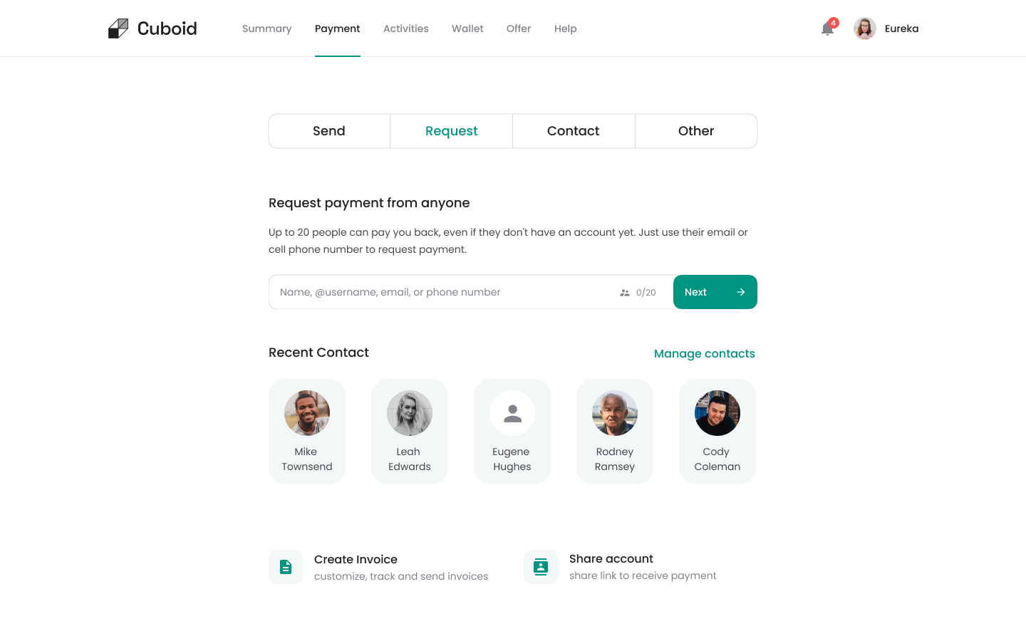 Payment Request Step 1